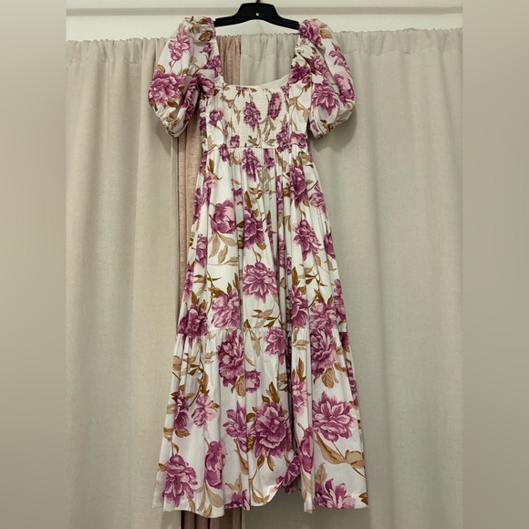 Abercrombie & Fitch Floral Puff Sleeve Midi Dress XS - Picture 5 of 8